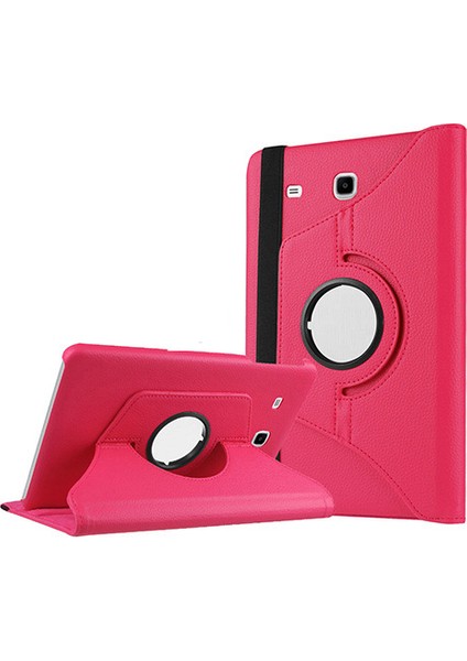 Galaxy Tab E T560 9.6 Uyumlu Lckc Dönebilen Standlı Kılıf-Pembe Koyu