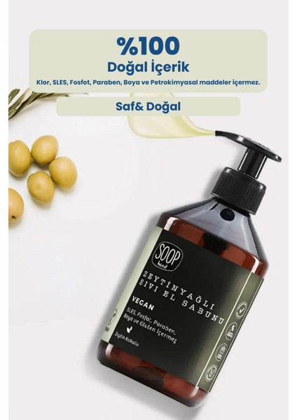 Sıvı El Sabunu Zeytinyağlı 2 x 500 ml | %100 Saf Zeytinyağlı | Vegan Ve Doğal İçerik | Kolay Durulanır | fırsatları