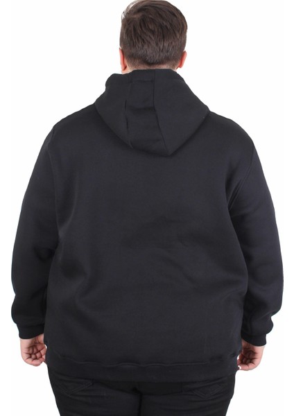 Mocgrande Büyük Beden Erkek Basic Sweat Kapüşonlu 11700 Sıyah