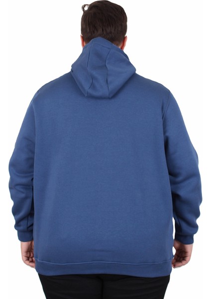 Mocgrande Büyük Beden Erkek Basic Sweat Kapüşonlu 11700 Indıgo