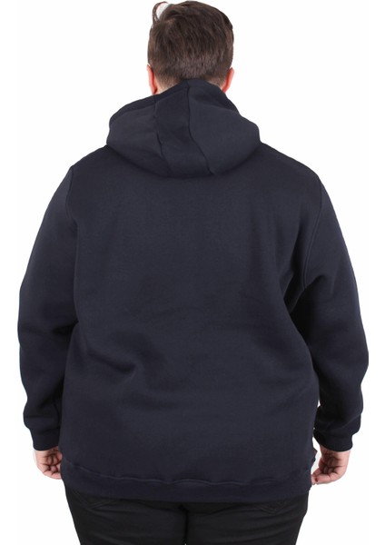 Mocgrande Büyük Beden Erkek Basic Sweat Kapüşonlu 11700-LACIVERT