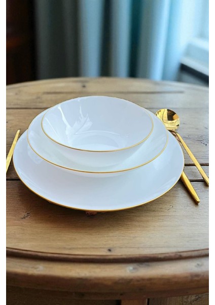 Oftast 24 Parça Yaldızlı 6 Kişilik Yemek Takımı Gld