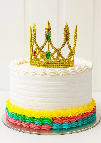 Bfs Altın Işıltılı Ince Pasta Tacı Pasta Üstü Taç Plastik Malzeme 8x8 cm