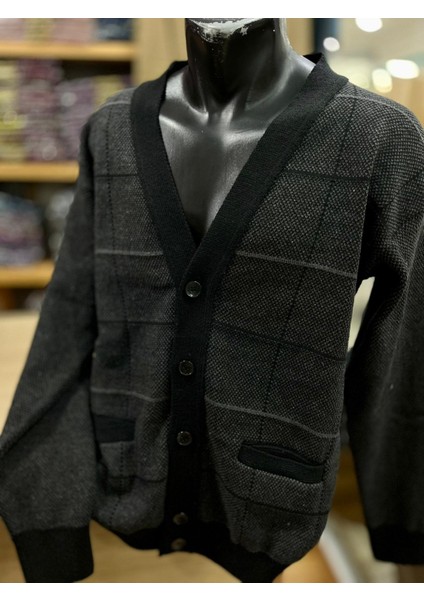 Erkek Triko Düğmeli Cepli Desenl Ihırka