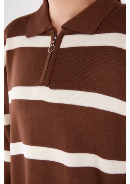 Çizgili Triko Tunik Kahve - 27741-KAHVE indirimleri
