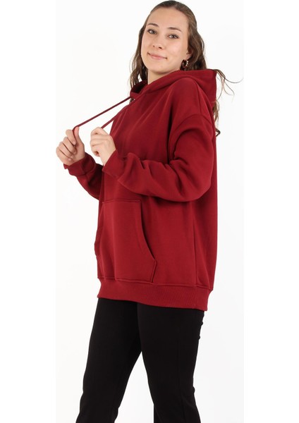 2502 Kapşonlu Cepli Üç Iplik Şardonlu Sweat