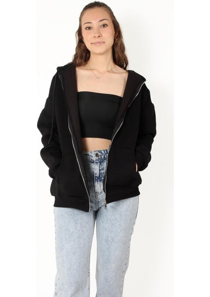 2501 Fermuarlı Kapşonlu Sweat