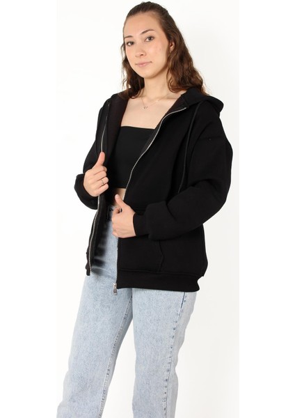 2501 Fermuarlı Kapşonlu Sweat