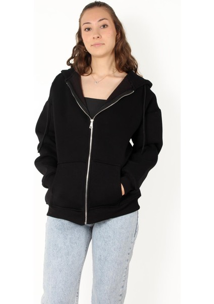 2501 Fermuarlı Kapşonlu Sweat