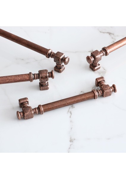 Mobilya Mutfak Dolabı Dolap Kulpu Kulbu Kulpları Eskitme Antik Bakır Düz Metal 192 mm 19.2 cm indirimleri