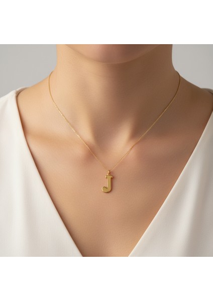 14 Ayar Altın Kolye Ucu Harf J GM9727 1 gr