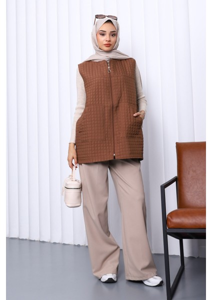 Kahverengi Kapitone Astarlı Yelek fiyatları