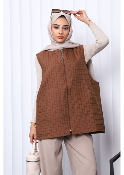 Kahverengi Kapitone Astarlı Yelek modelleri