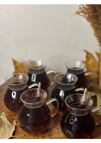 Kulplu Cam Çay Bardağı Seti – 6’lı Şeffaf indirimleri