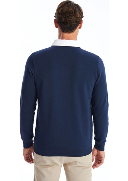 Lcwaıkıkı Classic Indigo Polo Yaka Uzun Kollu Erkek Sweatshirt indirimleri