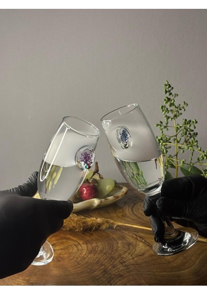 Kalp Detaylı Şampanya Kadehi – 2’li Set - (kahve yanı su/kokteyl bardağı) 190 ml