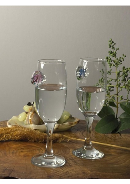 Kalp Detaylı Şampanya Kadehi – 2’li Set - (kahve yanı su/kokteyl bardağı) 190 ml fiyatları