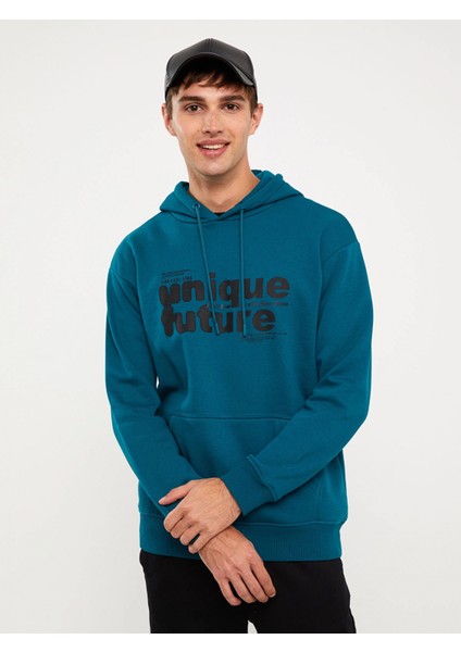 Lcw Casual Petrol Uzun Kollu Baskılı Erkek Kalın Hoodie fiyatları