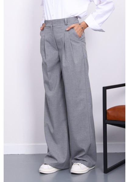 Gri Palazzo Geniş Paça Pantolon fiyatları