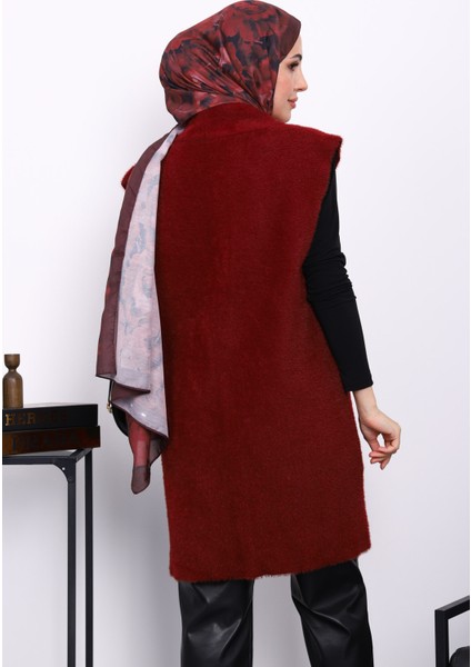 Bordo Ön Bağlamalı Cepli Angora Yumoş Yelek fırsatları