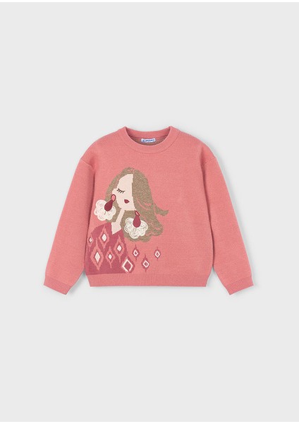 Kız Çocuk Uzun Kollu Baskılı Kazak (4-10 Yaş) – Turuncu, Yumuşak Dokulu modelleri