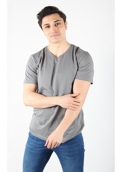 2021 V Yaka Basic Süprem Regular Fit T-Shirt