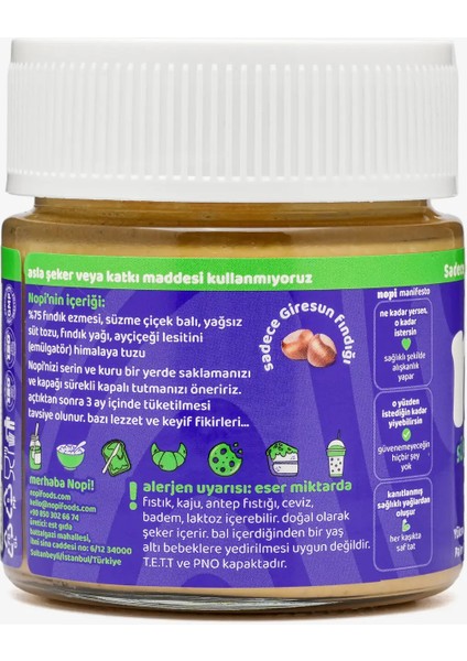 Nopi Üçlü Set- Parçacıklı Yer Fıstığı & Parçacıklı Fındık & Kaju Ezmesi ( 3 x 200 G)