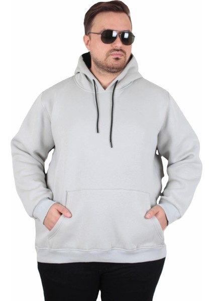 Mocgrande Büyük Beden Erkek Basic Sweat Kapüşonlu 11700 Grı