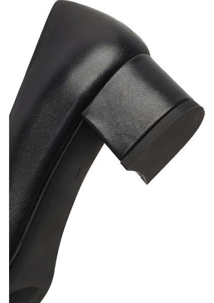 Flex Kadın Siyah Kalın Topuklu Deri Ayakkabı 25AFD380718