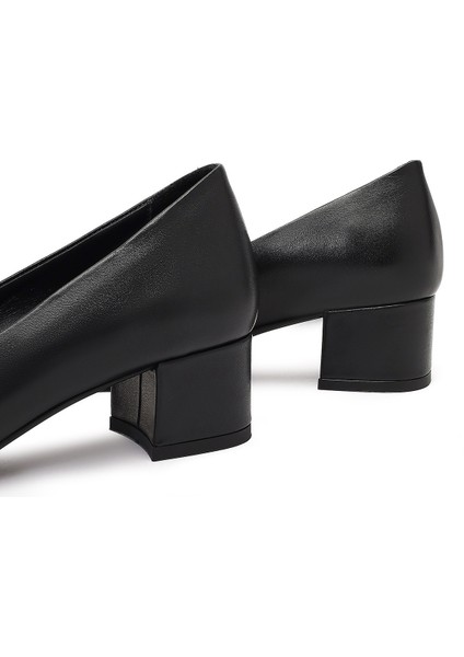 Flex Kadın Siyah Kalın Topuklu Deri Ayakkabı 25AFD380718