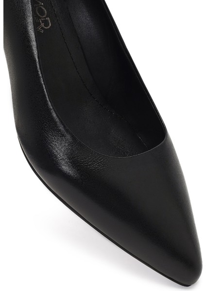 Flex Kadın Siyah Kalın Topuklu Deri Ayakkabı 25AFD380718