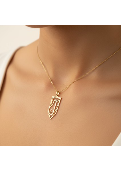 8 Ayar Altın Kolye Ucu Harf J GM9717 0.5 gr