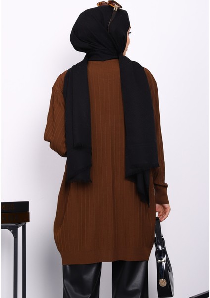 Kahverengi Merserize Salaş Triko Tunik modelleri