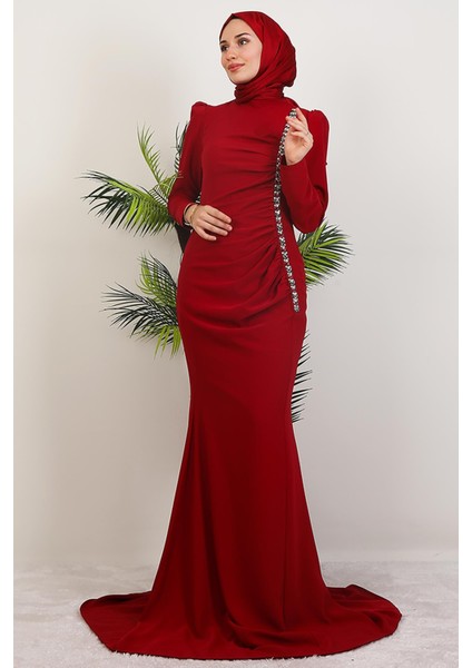 Su Yolu Buzy Abiye Bordo modelleri