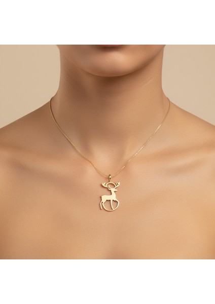 8 Ayar Altın Kolye Ucu Ren Geyiği GM9319 1 gr