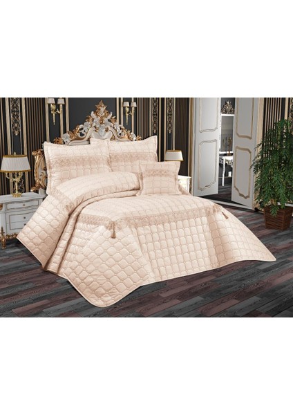 Tuba Çift Kişilik Kapitoneli Yatak Örtüsü Bej