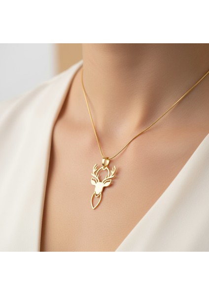 14 Ayar Altın Kolye Ucu Ren Geyiği GM9321 1 gr