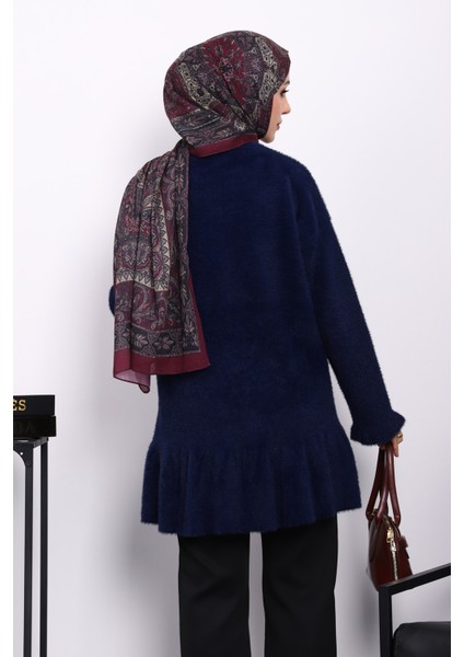 Lacivert Volanlı Angora Yumoş Triko Tunik fırsatları