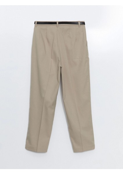 Lcw Vision Bej Beli Kemerli Loose Fit Kadın Pantolon