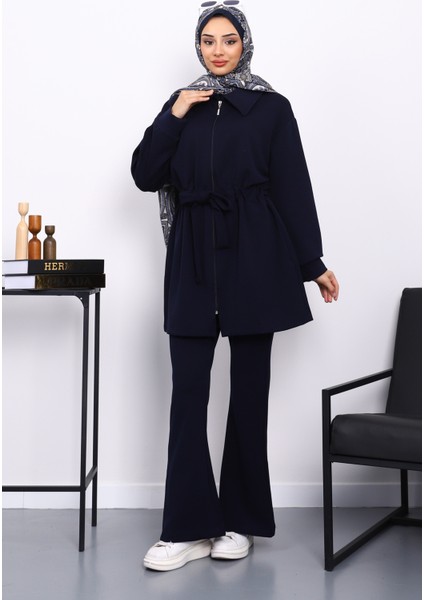 Lacivert Bel Bağlamalı Modal Tunik Pantolonlu Takım fiyatları