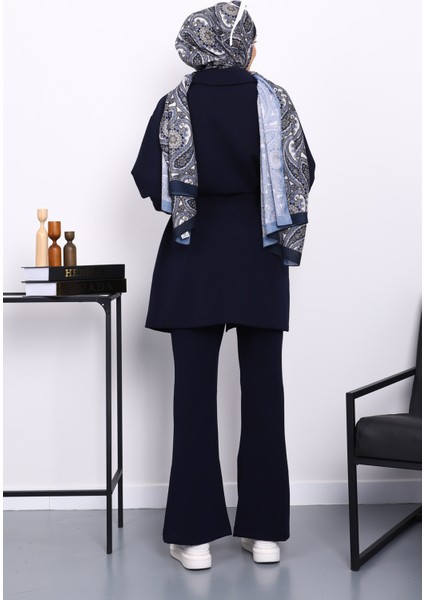 Lacivert Bel Bağlamalı Modal Tunik Pantolonlu Takım fırsatları