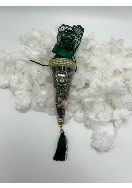 1 Adet Hediyelik Dantelli Külah, Tesbih ve Taşlı Zikirmatik Seti ( Mevlid - Hac - Umre )