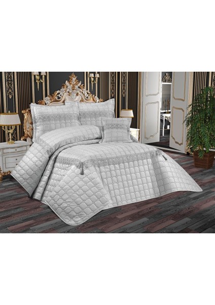 Tuba Çift Kişilik Kapitoneli Yatak Örtüsü Gri