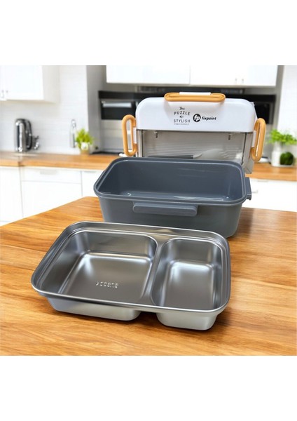 Paslanmaz Çelik Yemek Saklama ve Taşıma Kabı Gri Rengi 1100 ml P-1840 modelleri