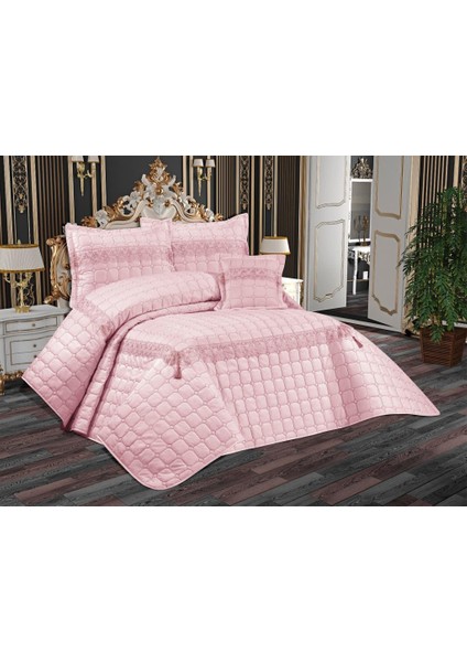 Tuba Çift Kişilik Kapitoneli Yatak Örtüsü Pudra