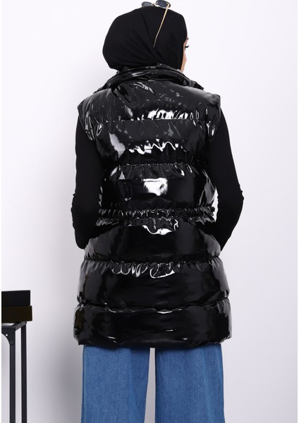 Siyah Rugan Bel Lastikli Yelek fırsatları