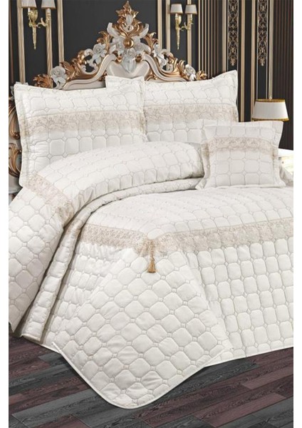 Tuba Çift Kişilik Kapitoneli Yatak Örtüsü Krem Bej fiyatları