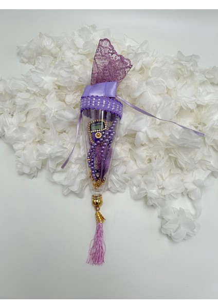 10 Adet Hediyelik Dantelli Külah, Tesbih ve Taşlı Zikirmatik Seti ( Mevlid - Hac - Umre )