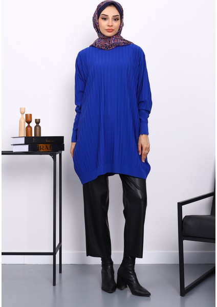 Saks Mavi Merserize Salaş Triko Tunik fiyatları