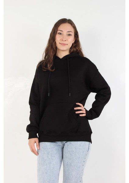 2502 Kapşonlu Cepli Üç Iplik Şardonlu Sweat